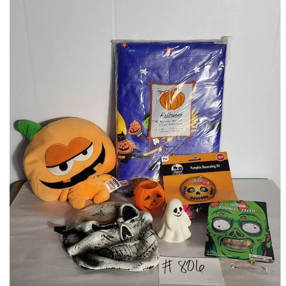 Halloween Decor Lot Plush Mask‎ Ghost Pumpkin Decorating Kit Zombie Teeth